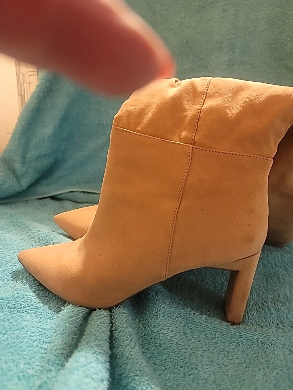 Melrose and Market Tall Pointed-Toe Over-the-Knee Boots in Tan